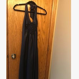 Trina Turk navy halter maxi